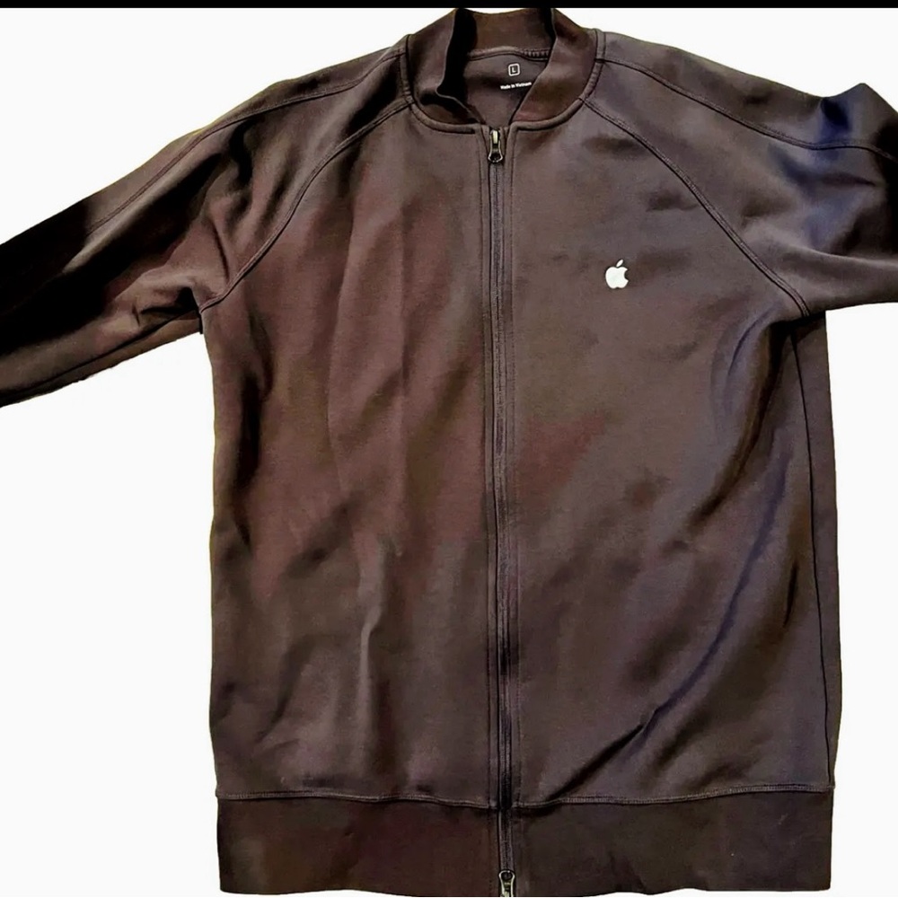 APPLE LOGO FULL ZIP JACKET GREY SIZE L WHITE LOGO